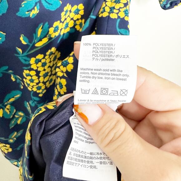 J Crew Blue Golden Floral Wrap Dress in 365 Crepe Size 6 NWT - Picture 8 of 9